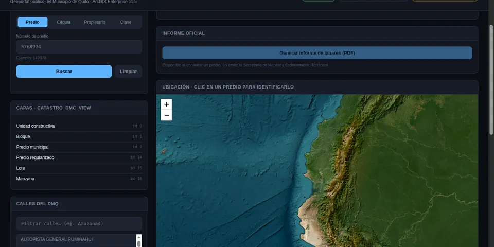 Captura del proyecto Sistema GeoQuito